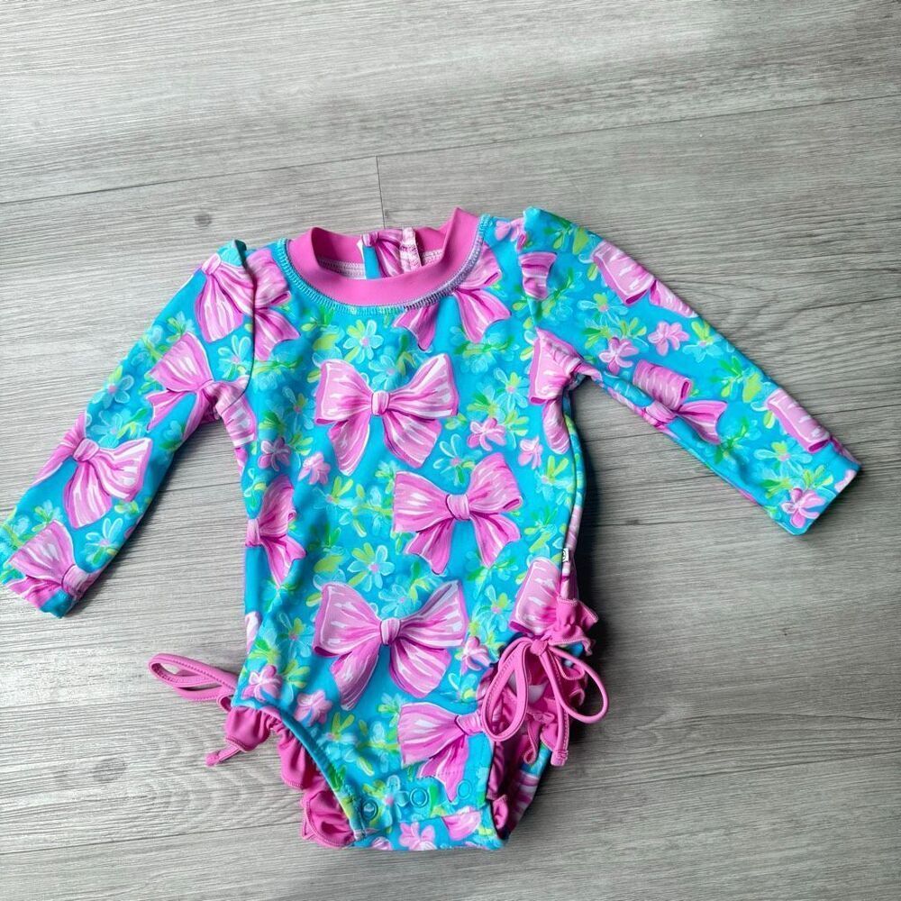 Caden Lane bow print baby girl swimsuit size 0-3 months